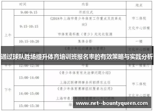 通过球队胜场提升体育培训班报名率的有效策略与实践分析