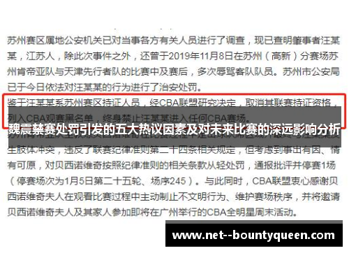 魏震禁赛处罚引发的五大热议因素及对未来比赛的深远影响分析